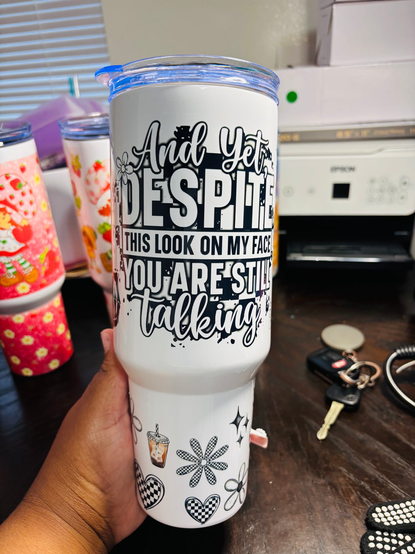 Despite the look on my face 40oz tumbler