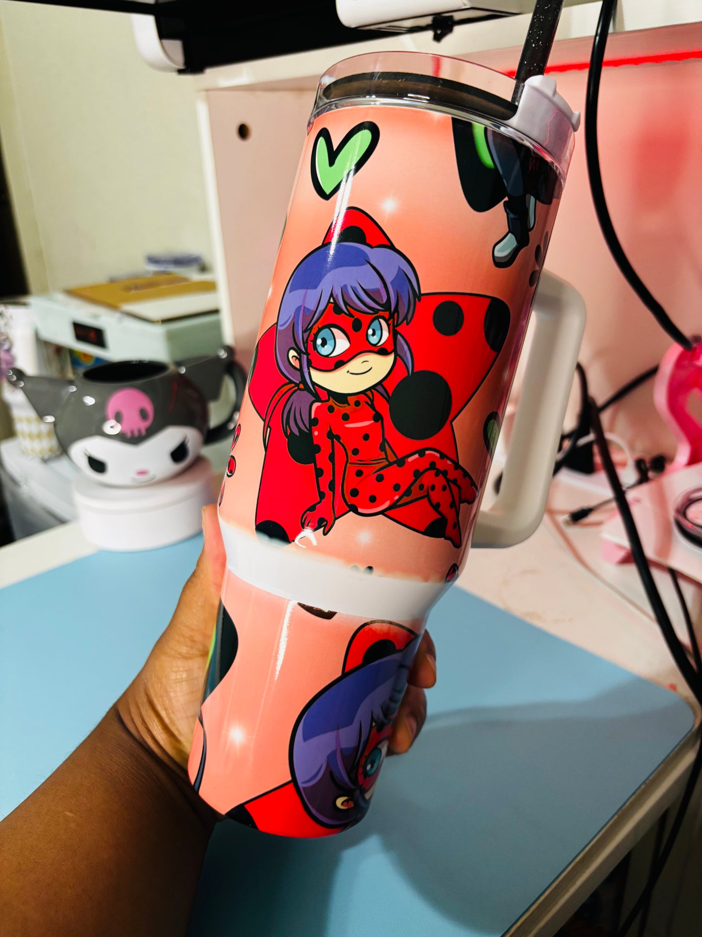 Miraculous ladybug & cat noir 40oz tumbler