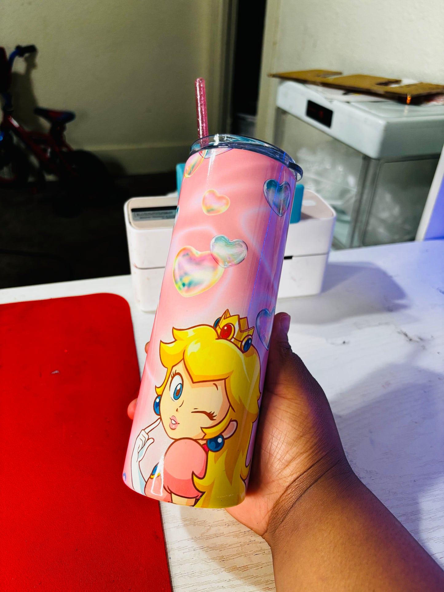 Peaches and hearts 20oz tumbler