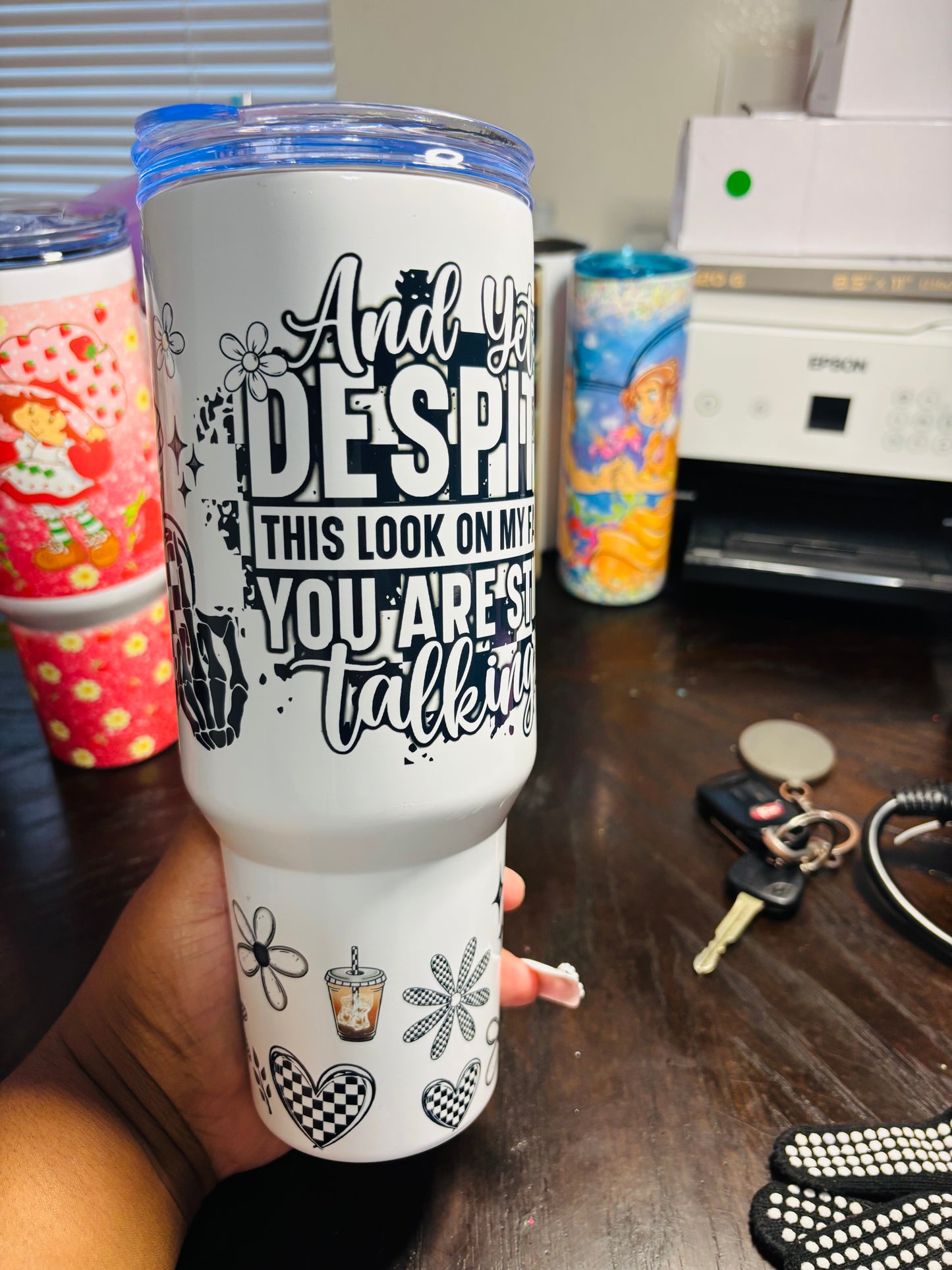 Despite the look on my face 40oz tumbler