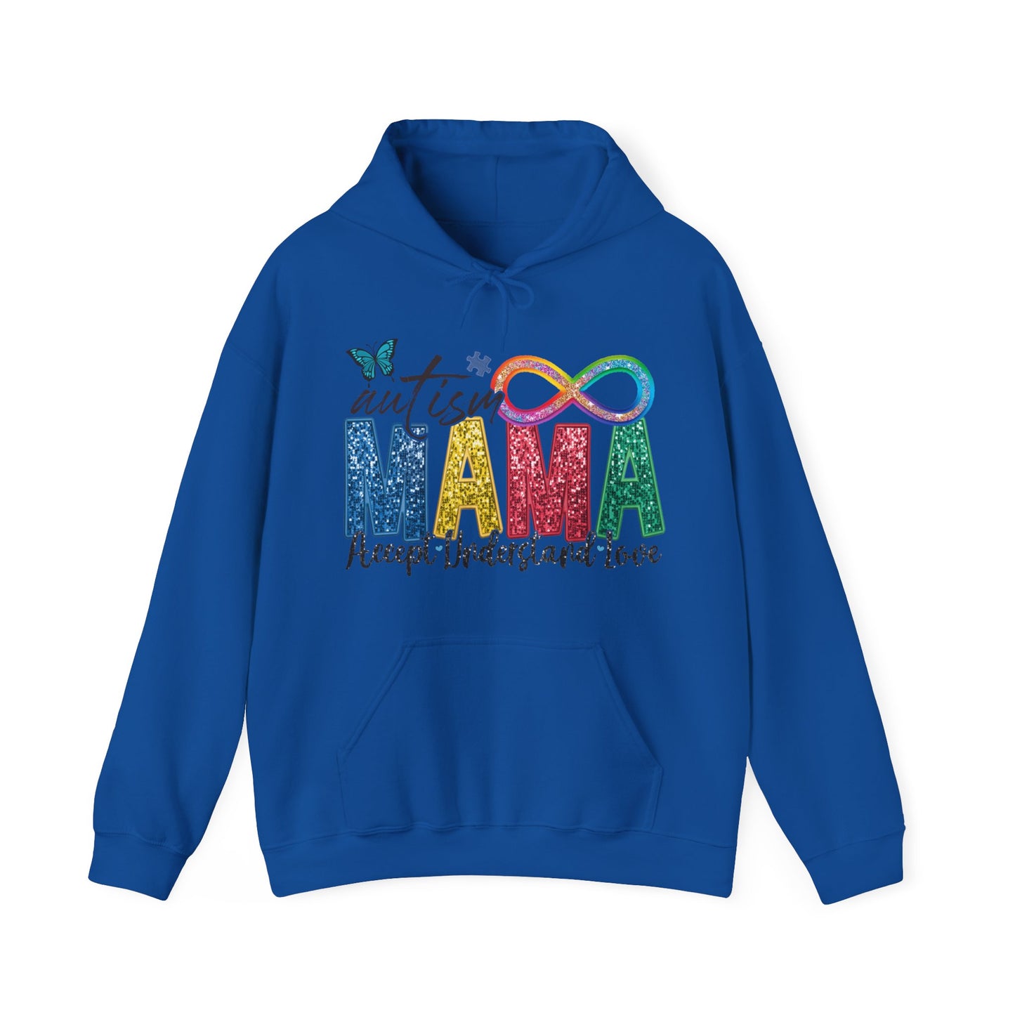 faux embroidery glitter autism mama Unisex Heavy Blend™ Hooded Sweatshirt