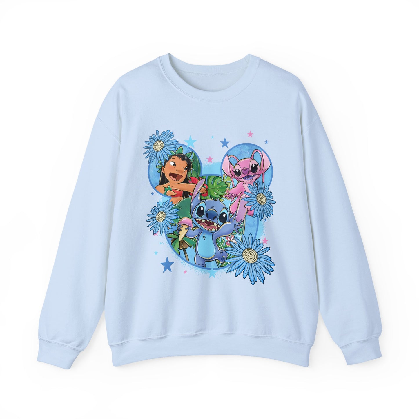 Blue monster floral crewneck