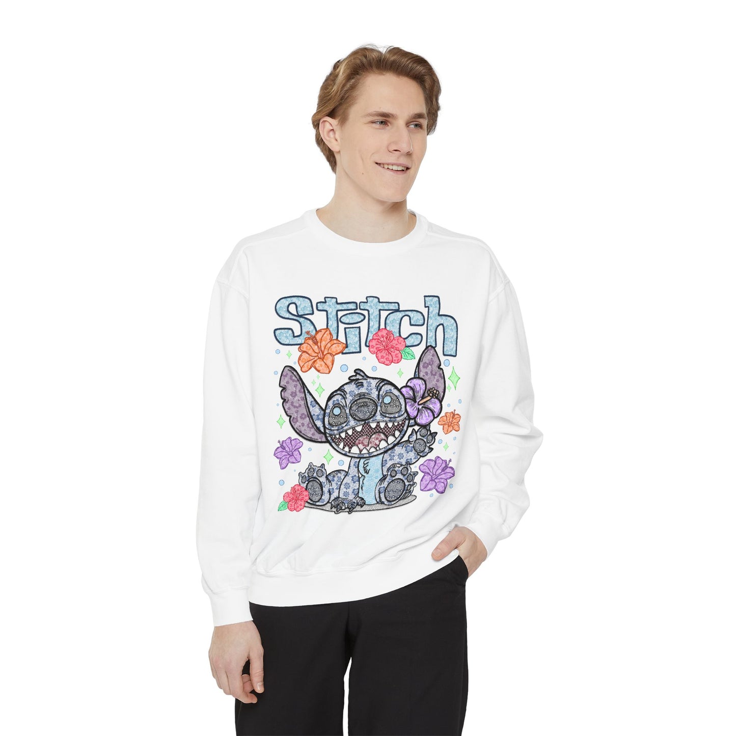 Stitch lace floral Graphic Sweatshirt