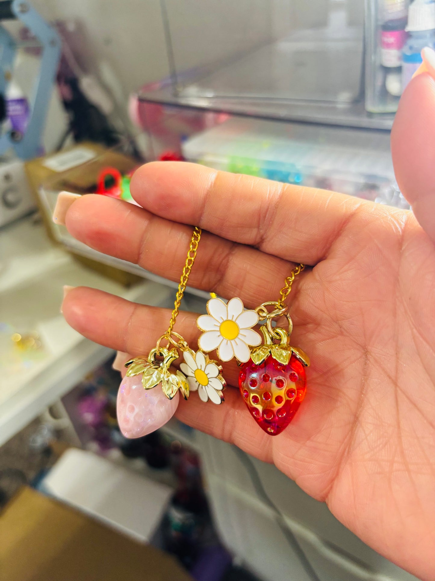 Strawberry and flower handle chains