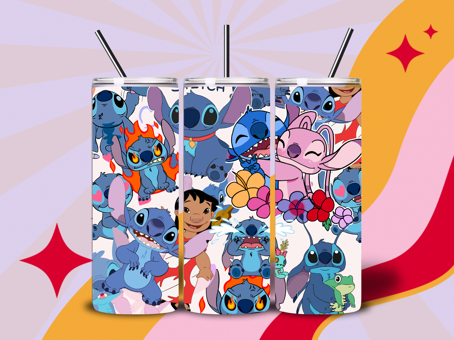 Stitch and friends collage 20oz tumbler