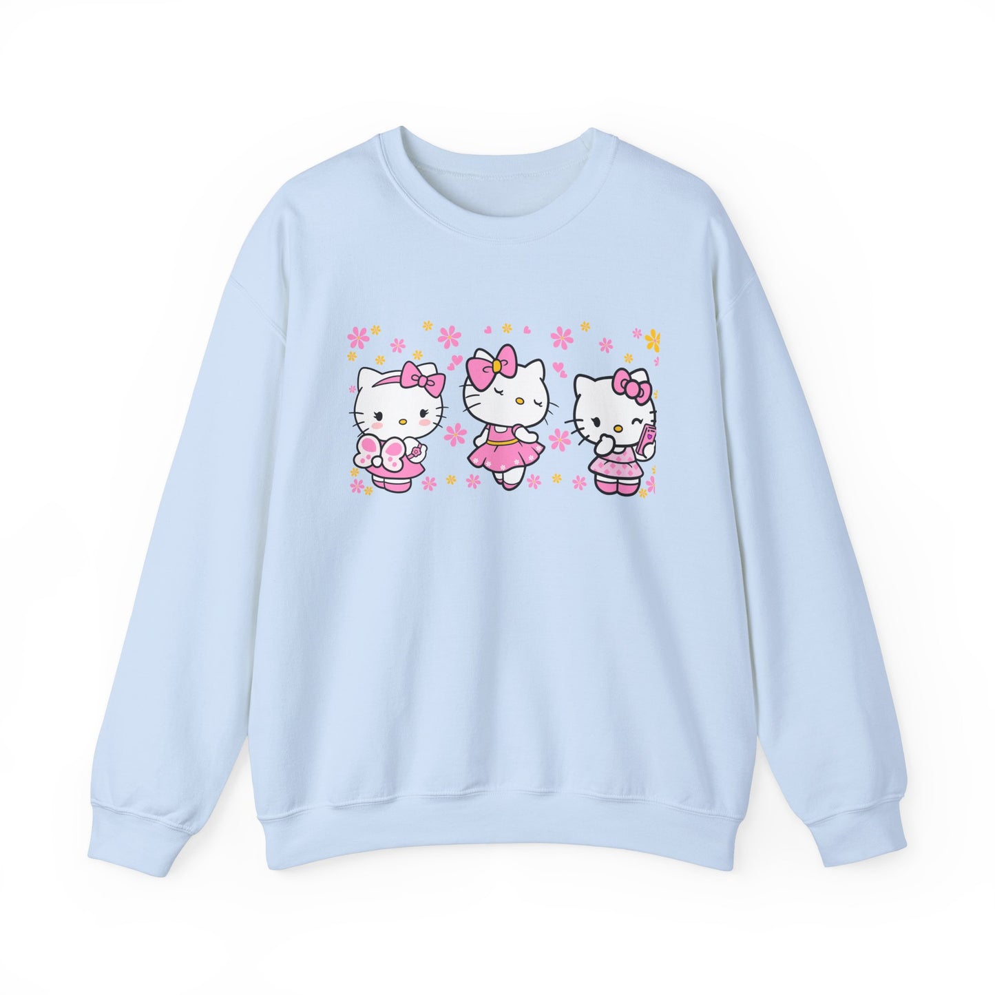 Kitty and flowers Crewneck Sweatshirt