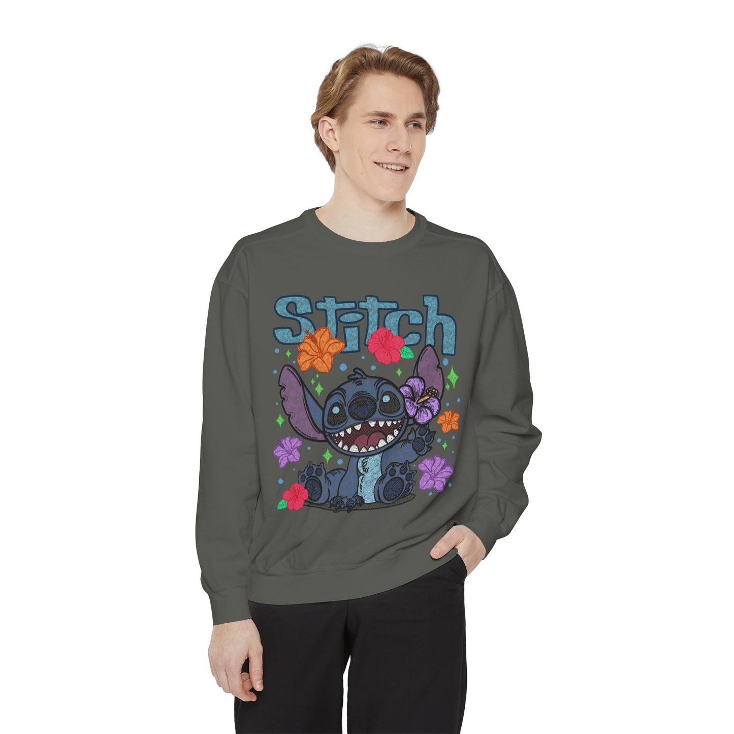 Stitch lace floral Graphic Sweatshirt