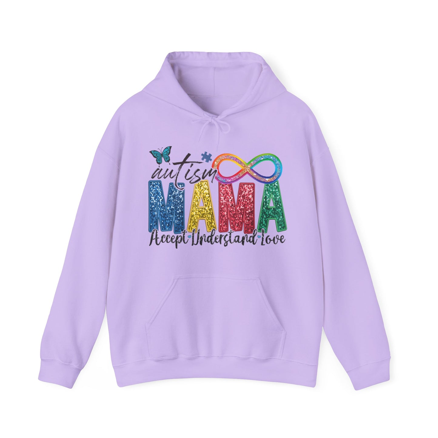 faux embroidery glitter autism mama Unisex Heavy Blend™ Hooded Sweatshirt