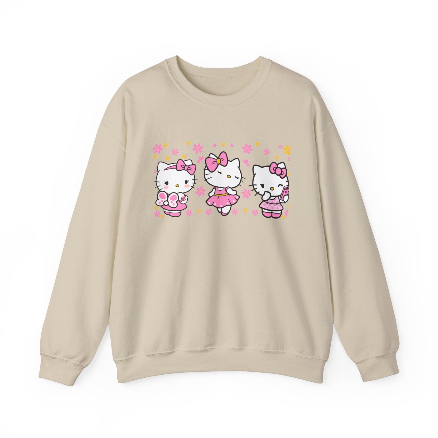 Kitty and flowers Crewneck Sweatshirt