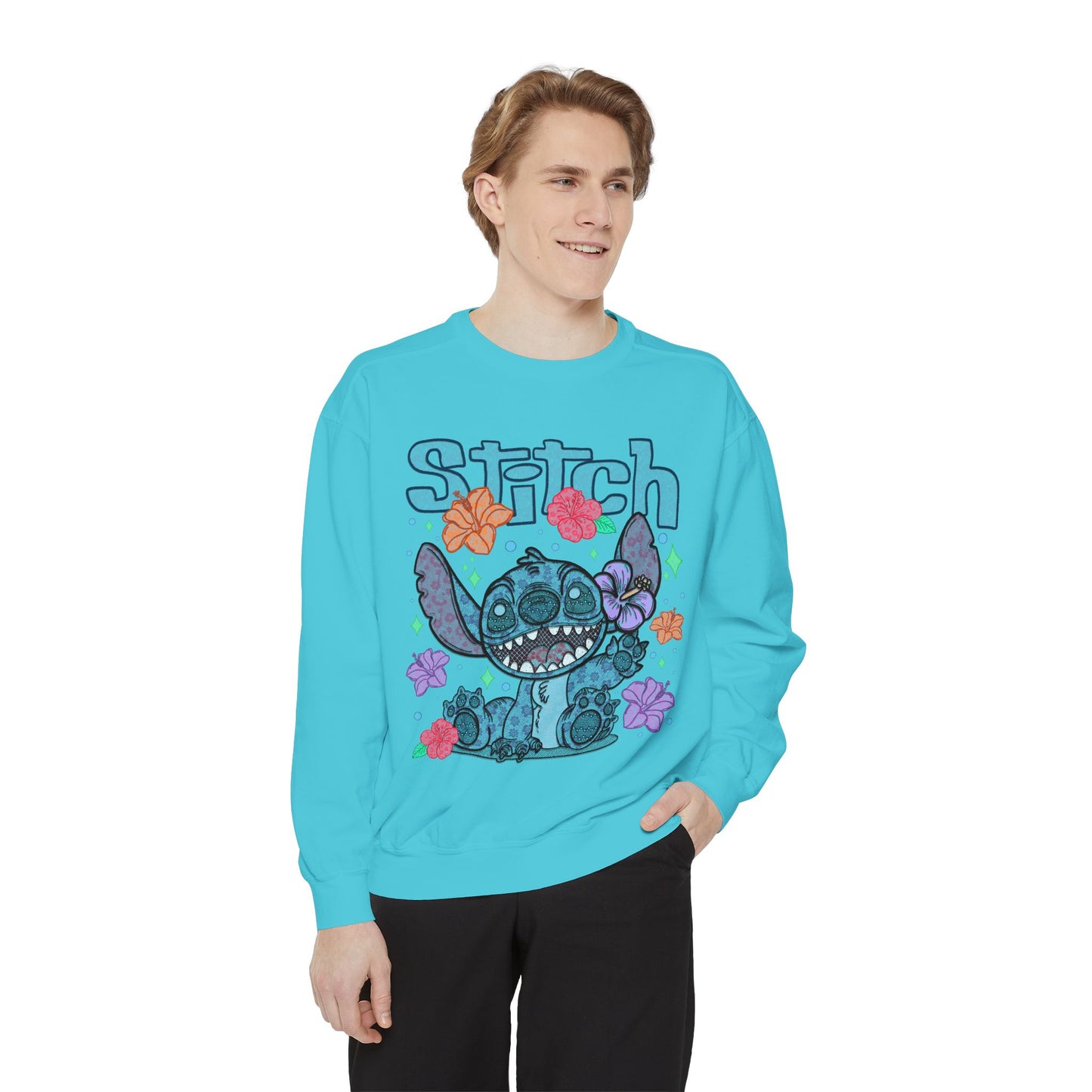 Stitch lace floral Graphic Sweatshirt