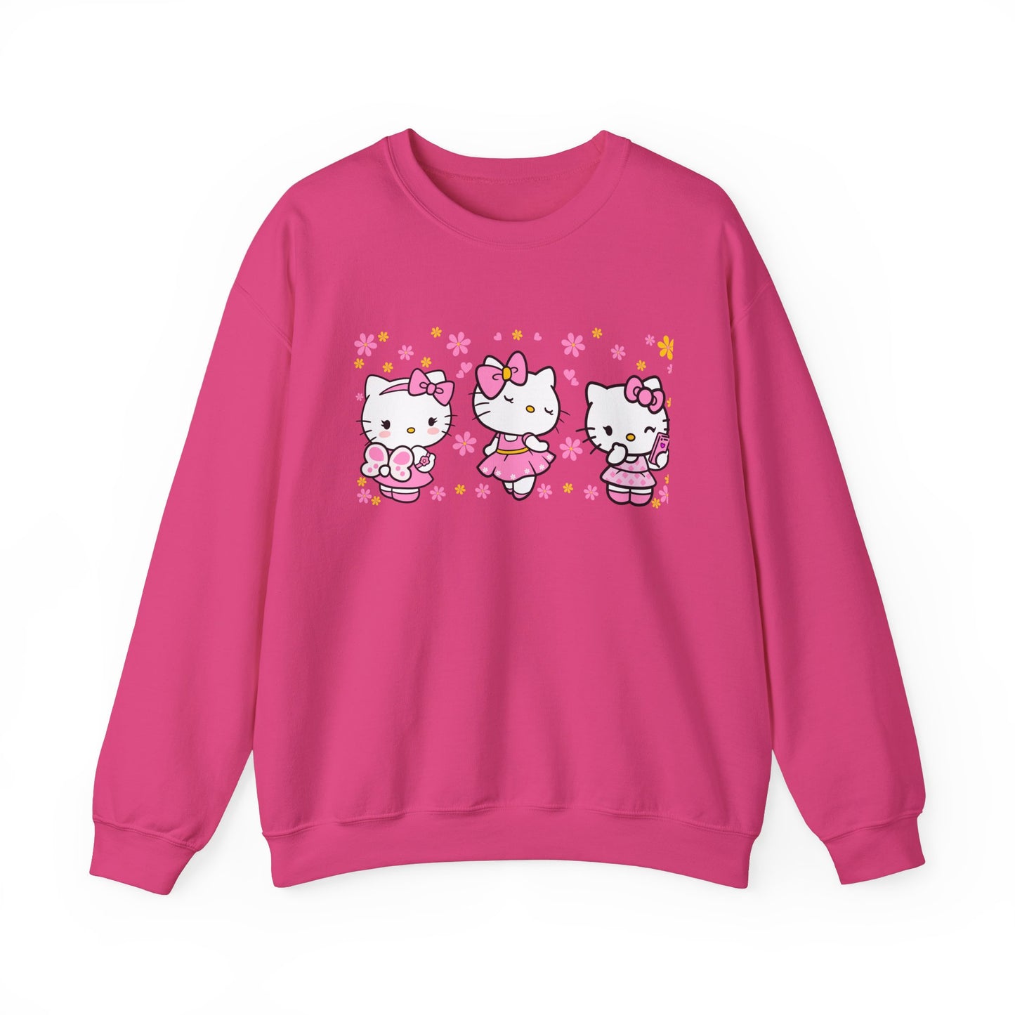 Kitty and flowers Crewneck Sweatshirt