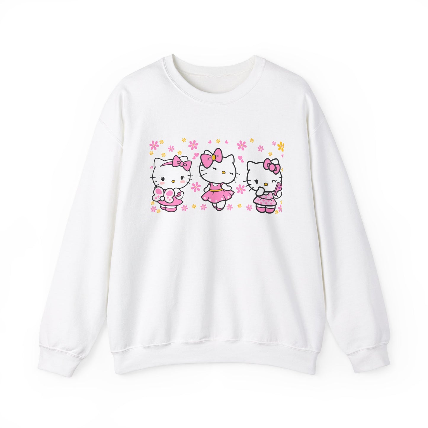 Kitty and flowers Crewneck Sweatshirt