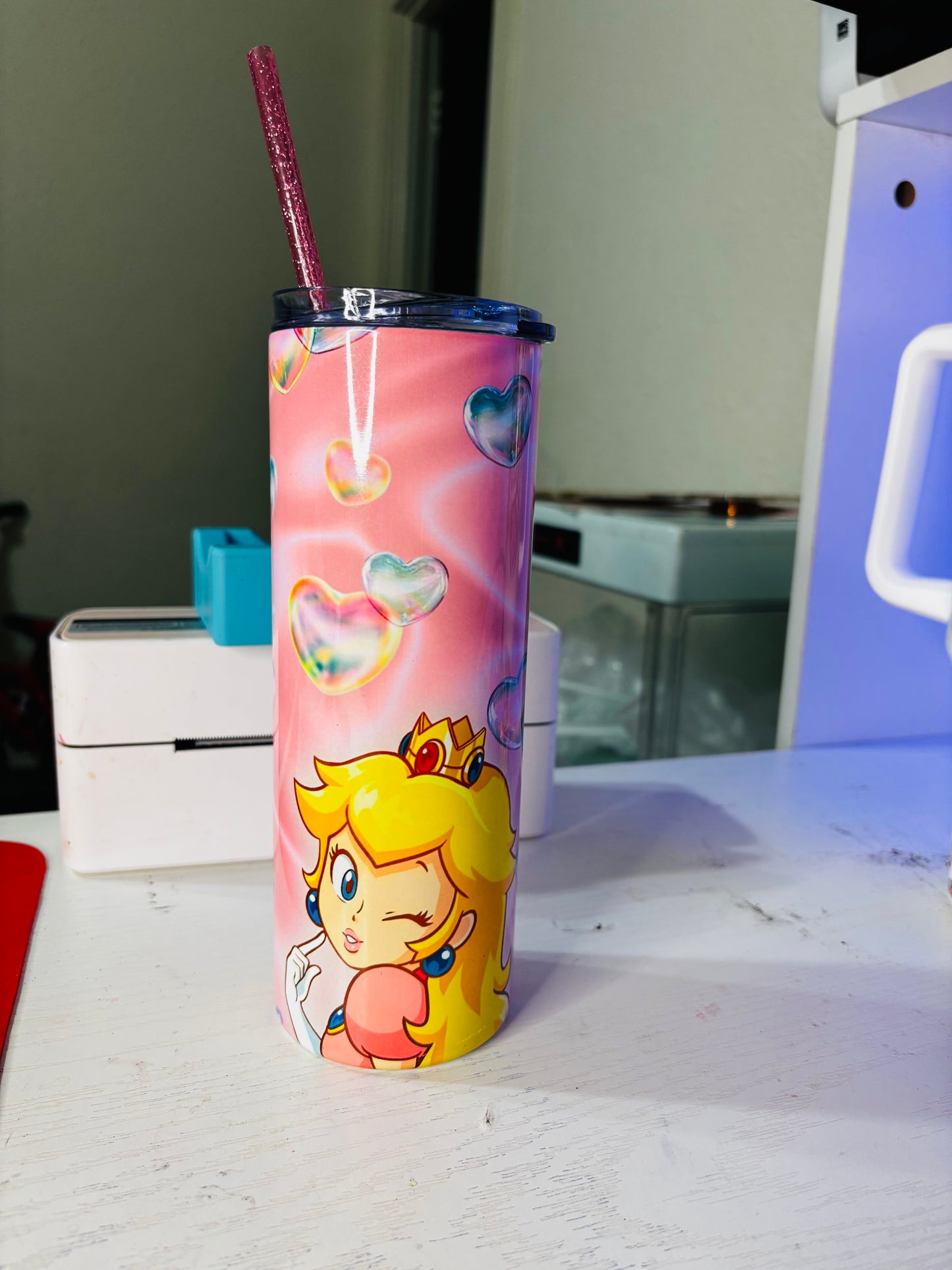 Peaches and hearts 20oz tumbler