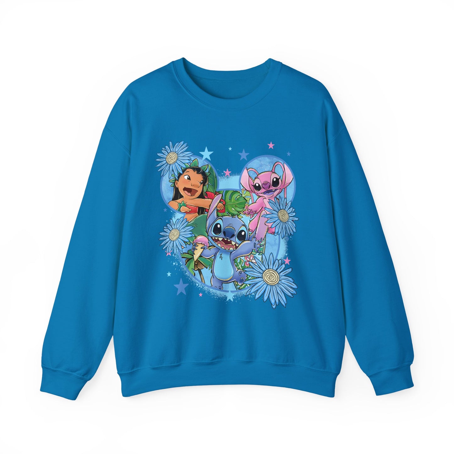 Blue monster floral crewneck