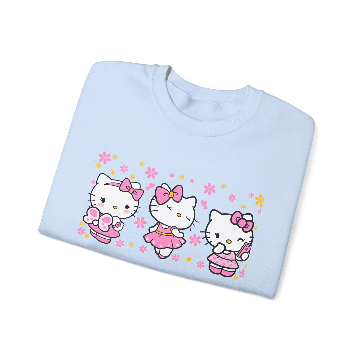Kitty and flowers Crewneck Sweatshirt