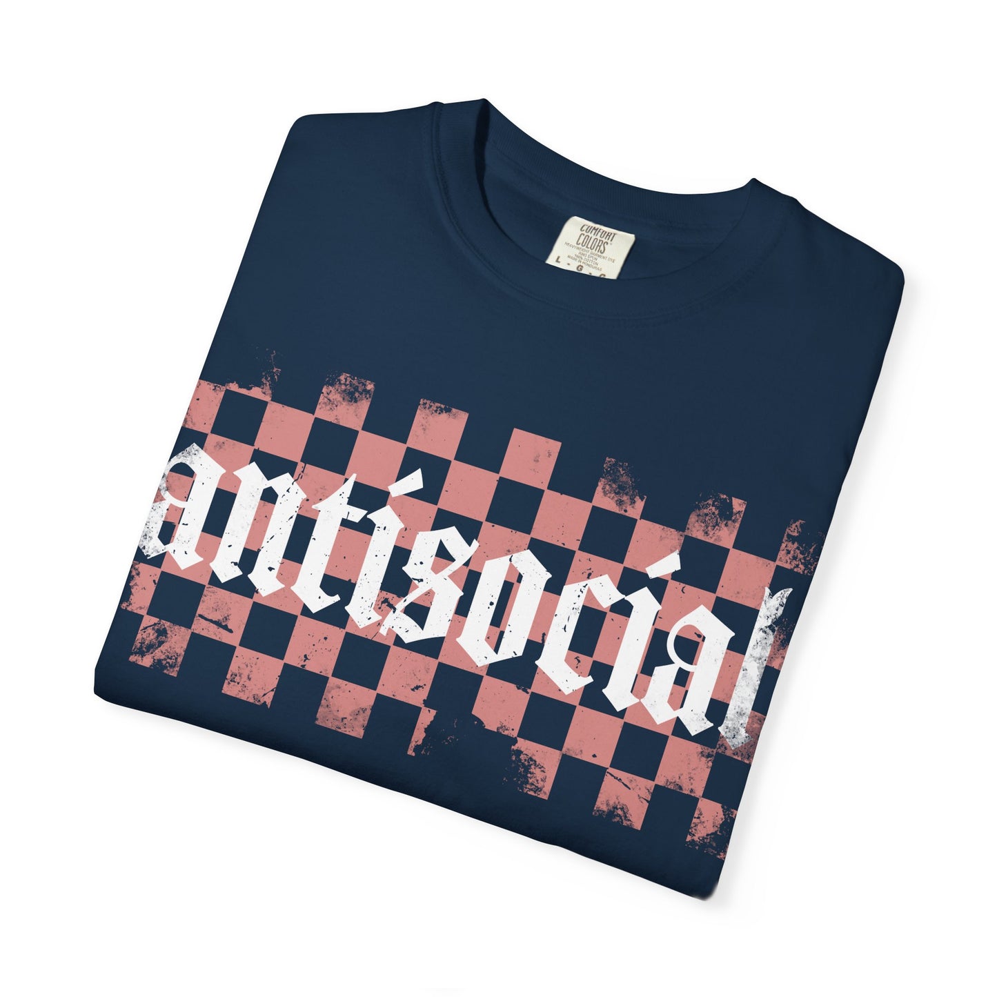 Antisocial Unisex Garment-Dyed T-Shirt | Trendy Graphic Tee, Gift for Introverts, Casual Wear, Street Style, Unique Fashion