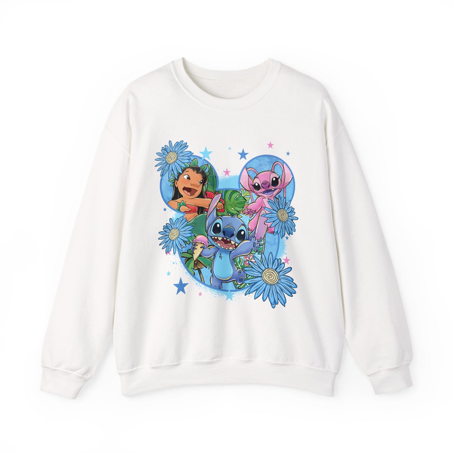 Blue monster floral crewneck
