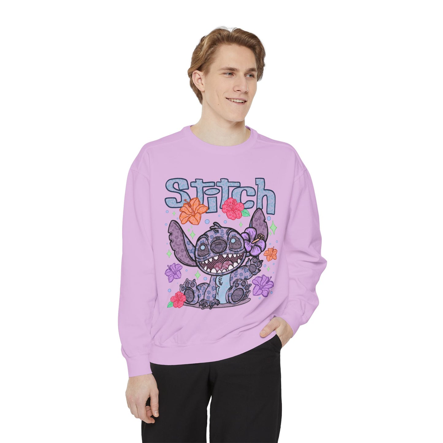 Stitch lace floral Graphic Sweatshirt