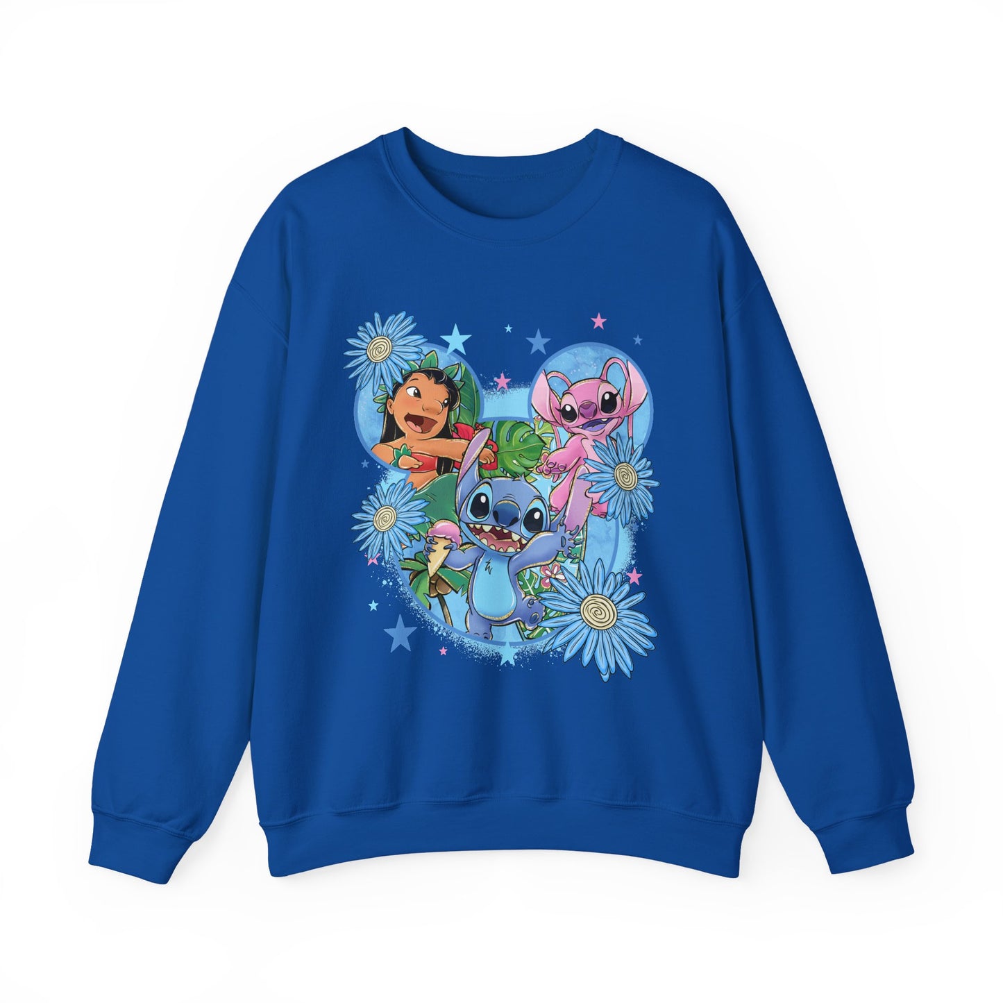 Blue monster floral crewneck