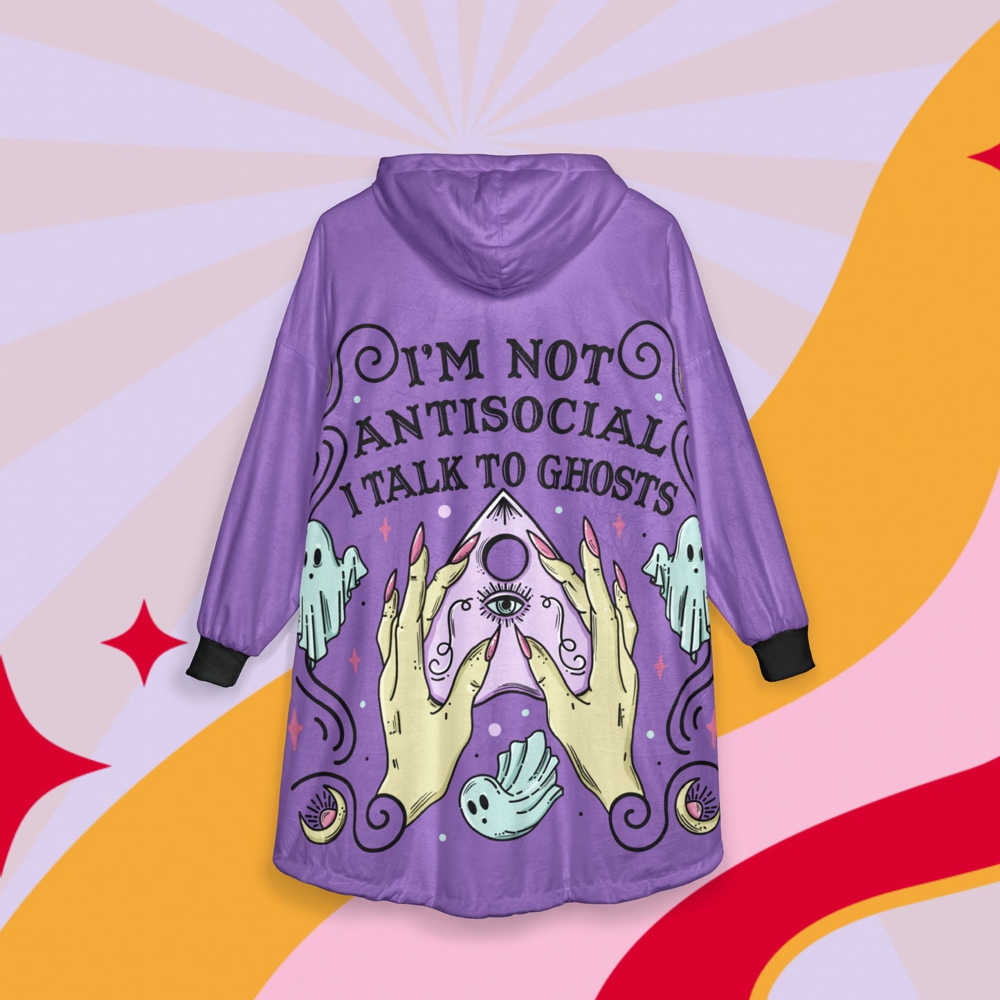 I talk to ghost Cozy Unisex Hooded Blanket