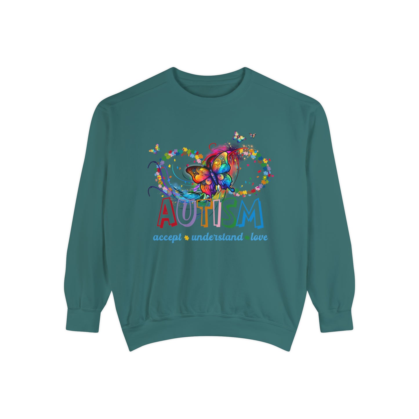 accept understand & love Unisex Garment-Dyed Sweatshirt