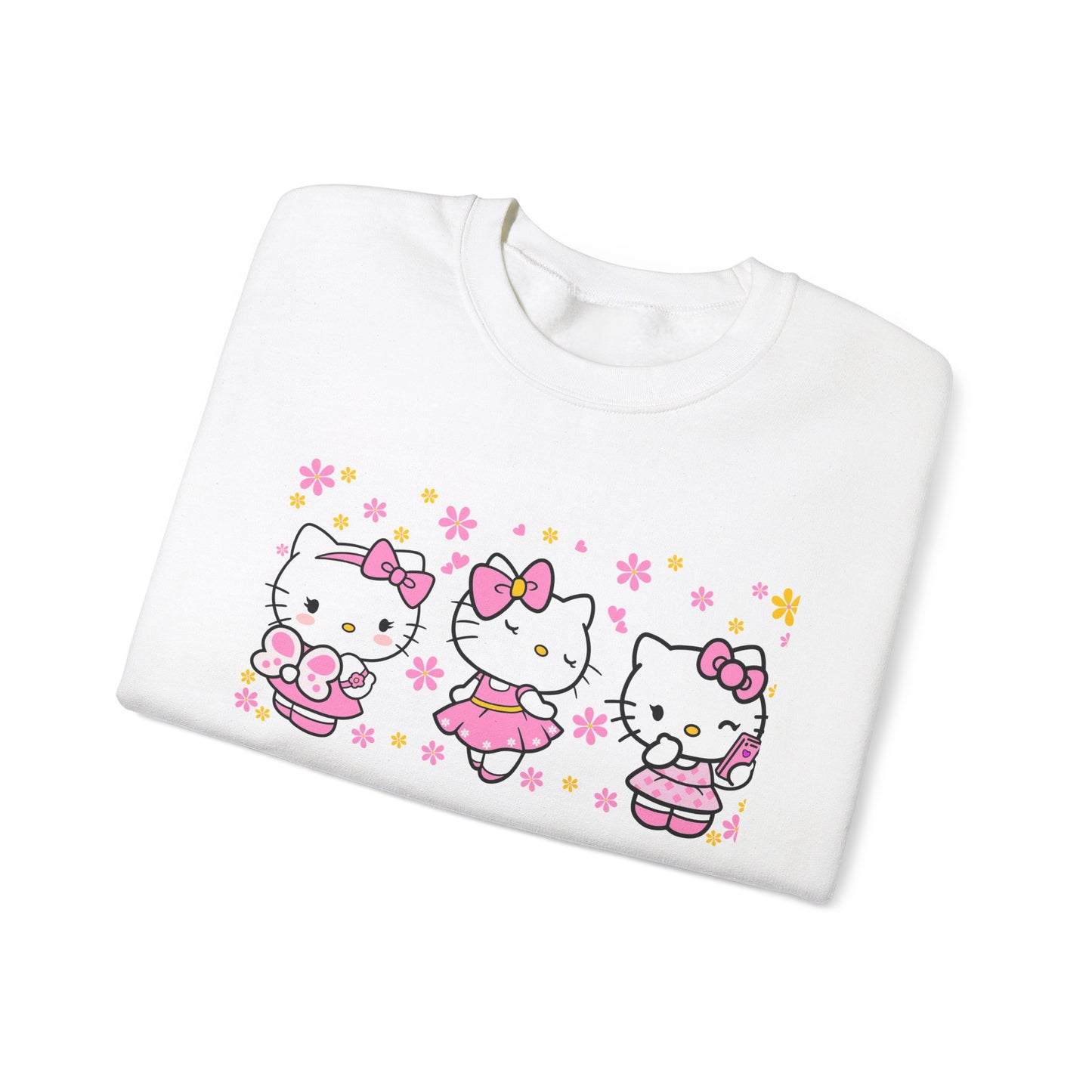 Kitty and flowers Crewneck Sweatshirt