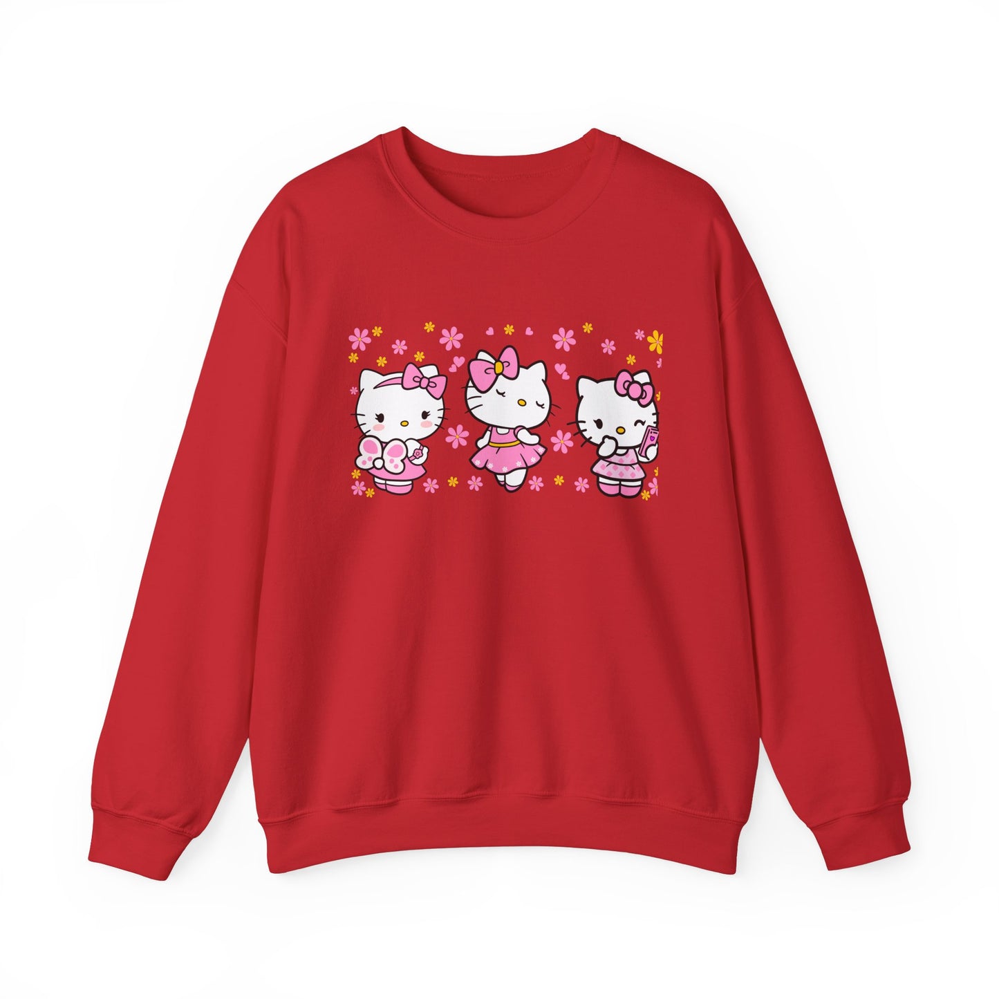 Kitty and flowers Crewneck Sweatshirt