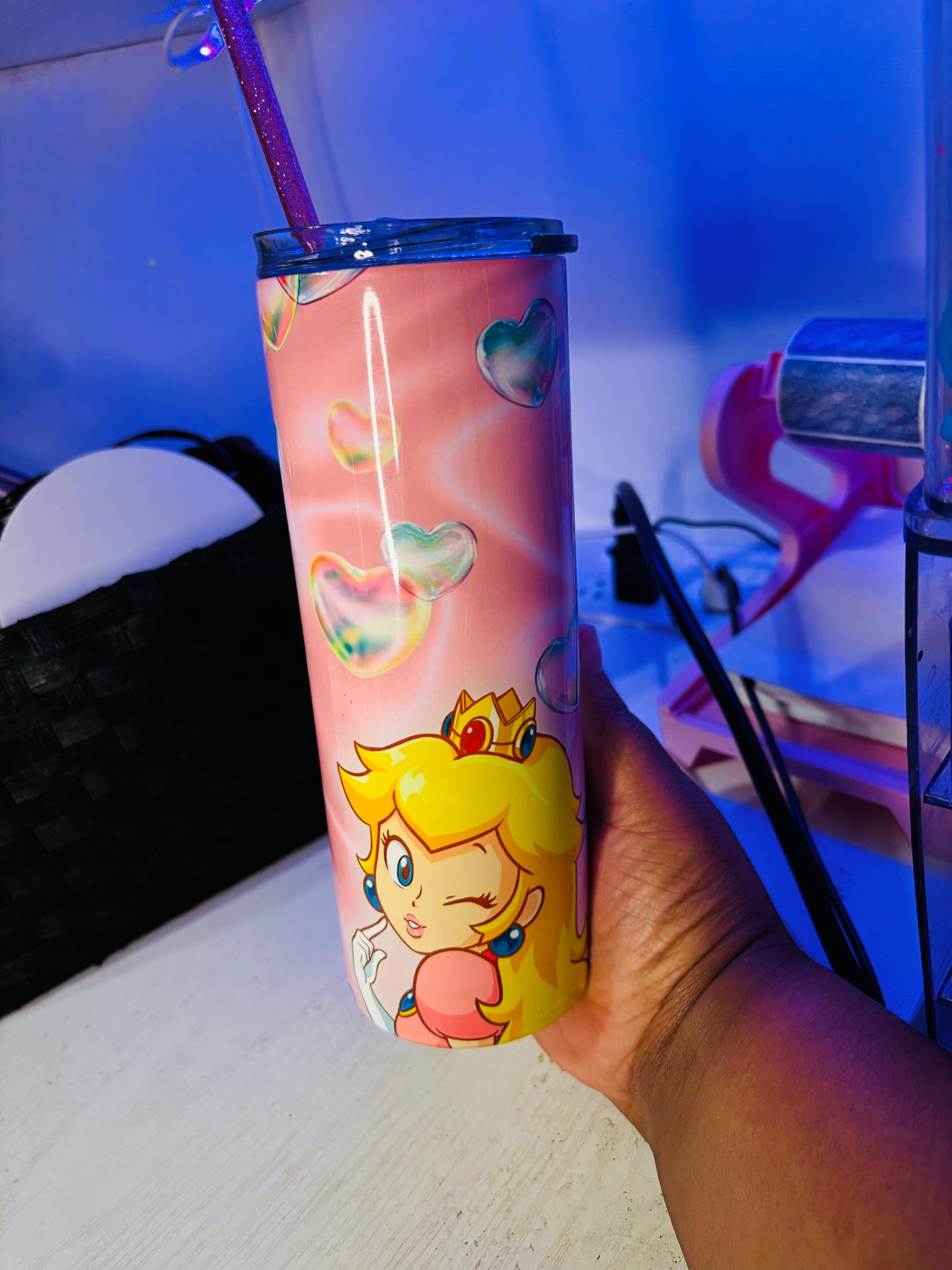Peaches and hearts 20oz tumbler