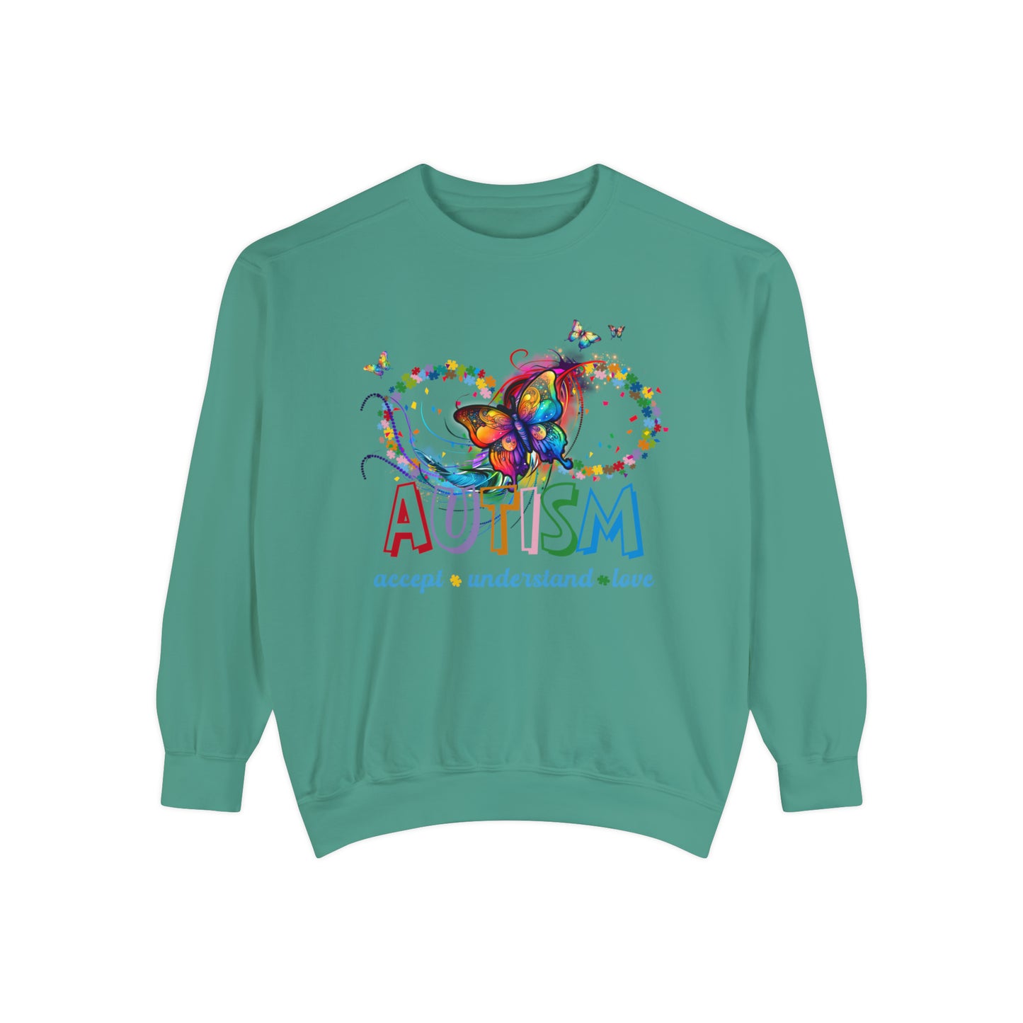 accept understand & love Unisex Garment-Dyed Sweatshirt