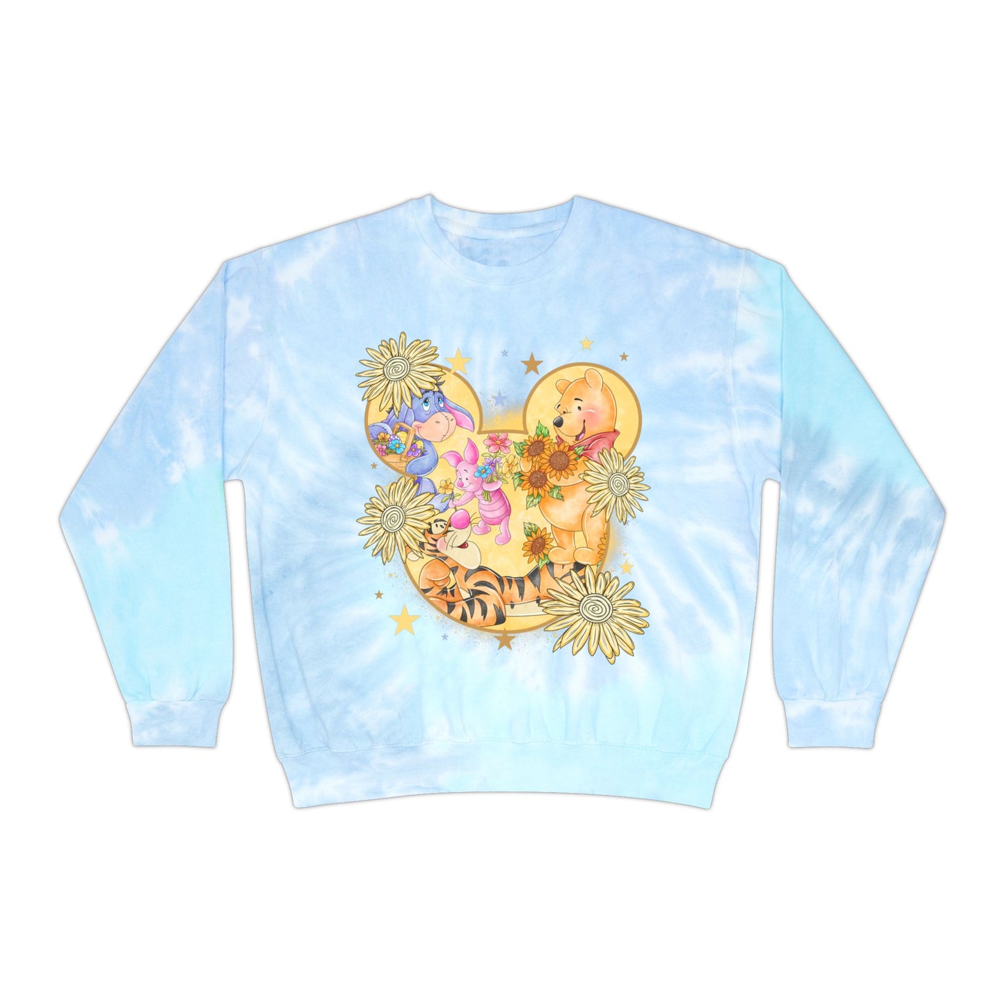 Pooh and crew Tie-Dye Sweatshirt, Cozy Fashion Top, or Her, Summer Vibes, Pastel Tie Dye, Festival Style