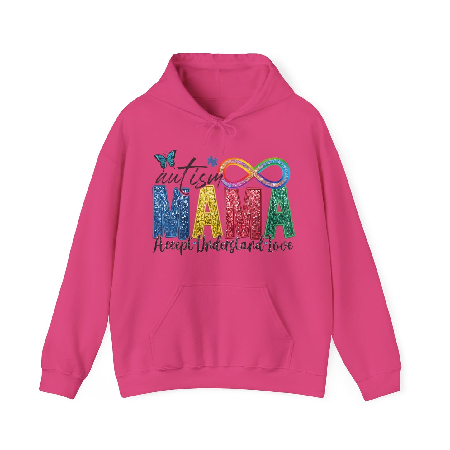 faux embroidery glitter autism mama Unisex Heavy Blend™ Hooded Sweatshirt