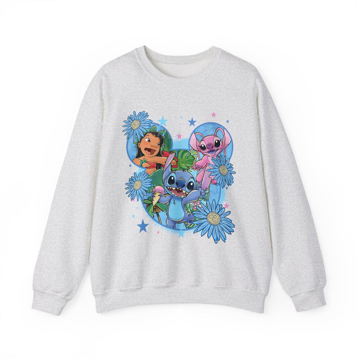 Blue monster floral crewneck