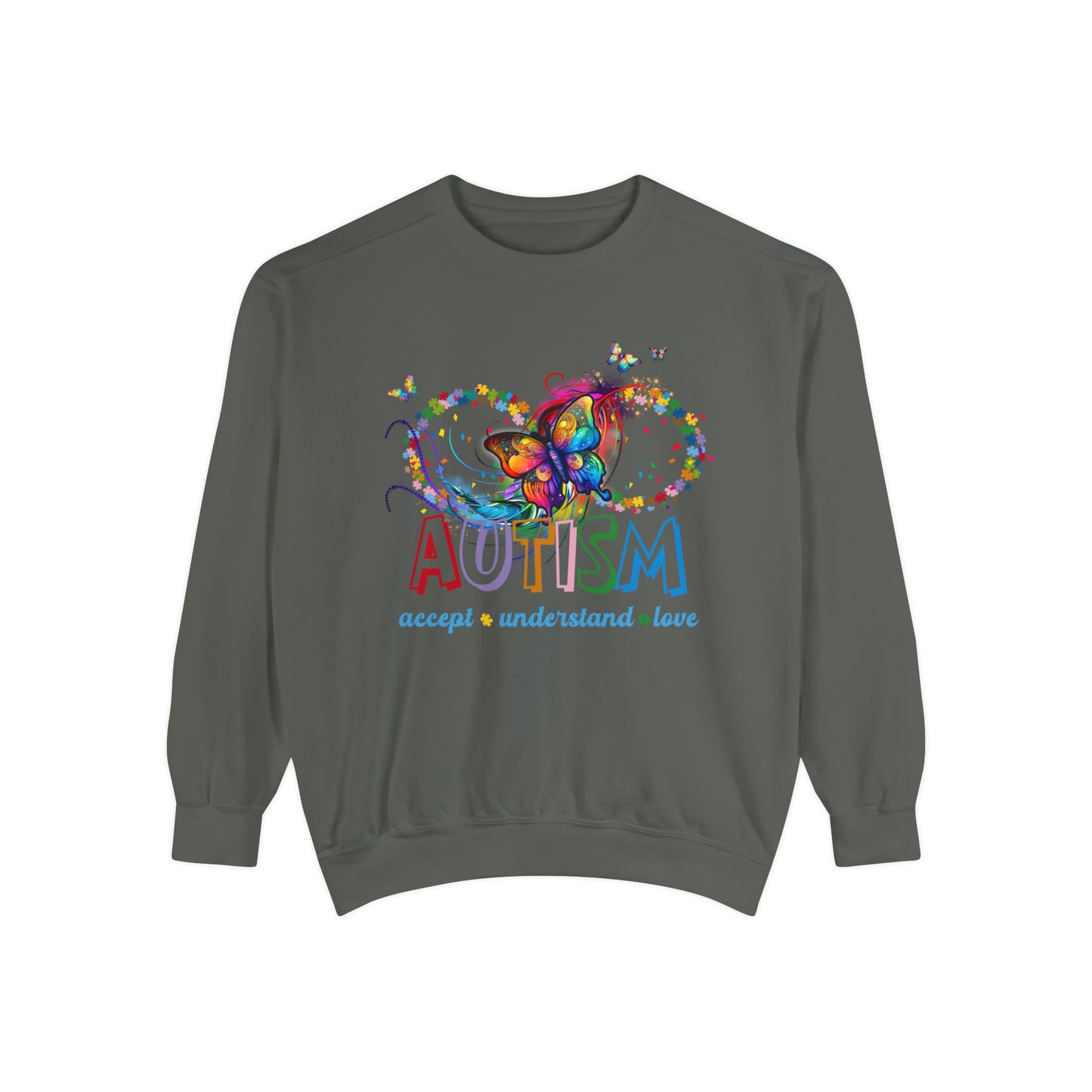 accept understand & love Unisex Garment-Dyed Sweatshirt