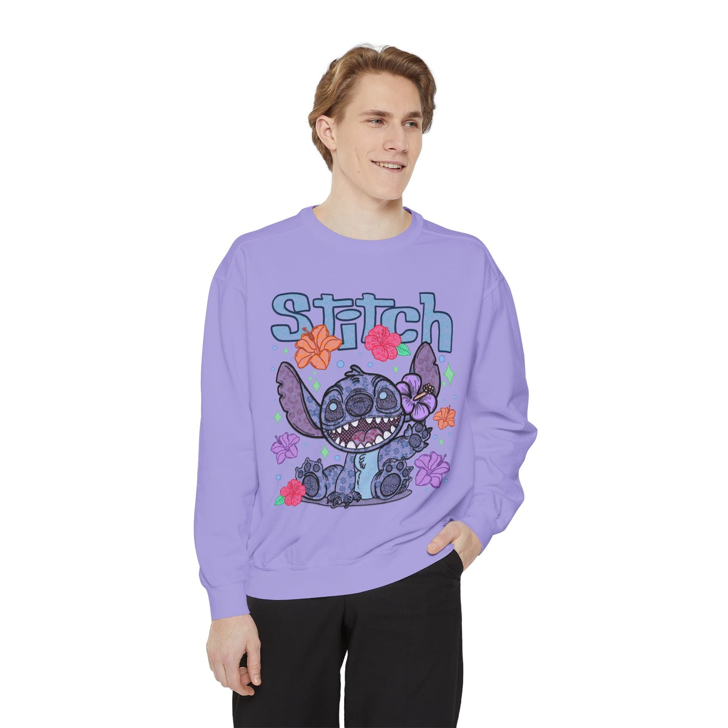 Stitch lace floral Graphic Sweatshirt