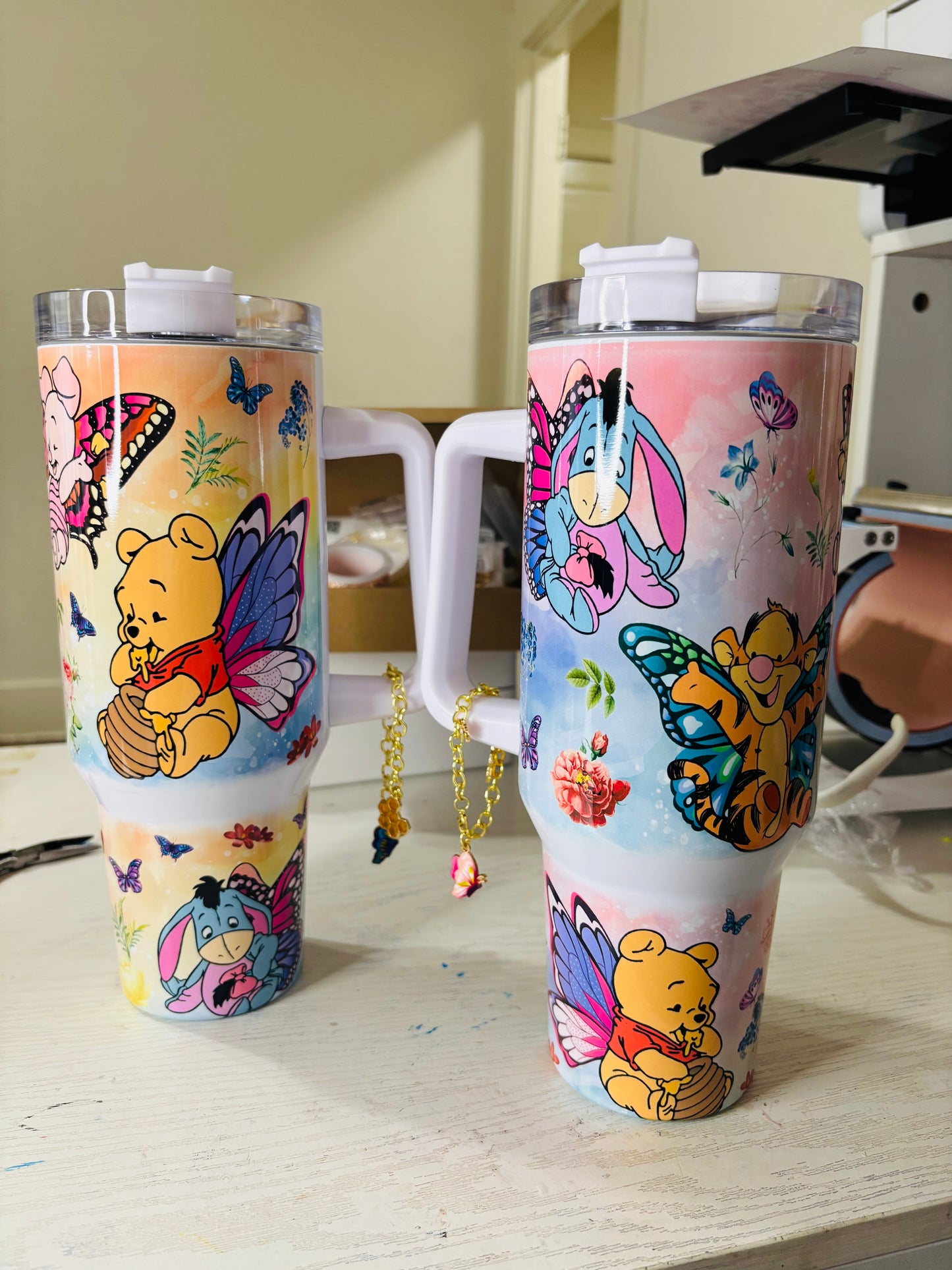 Butterfly Pooh and friends 40oz tumbler