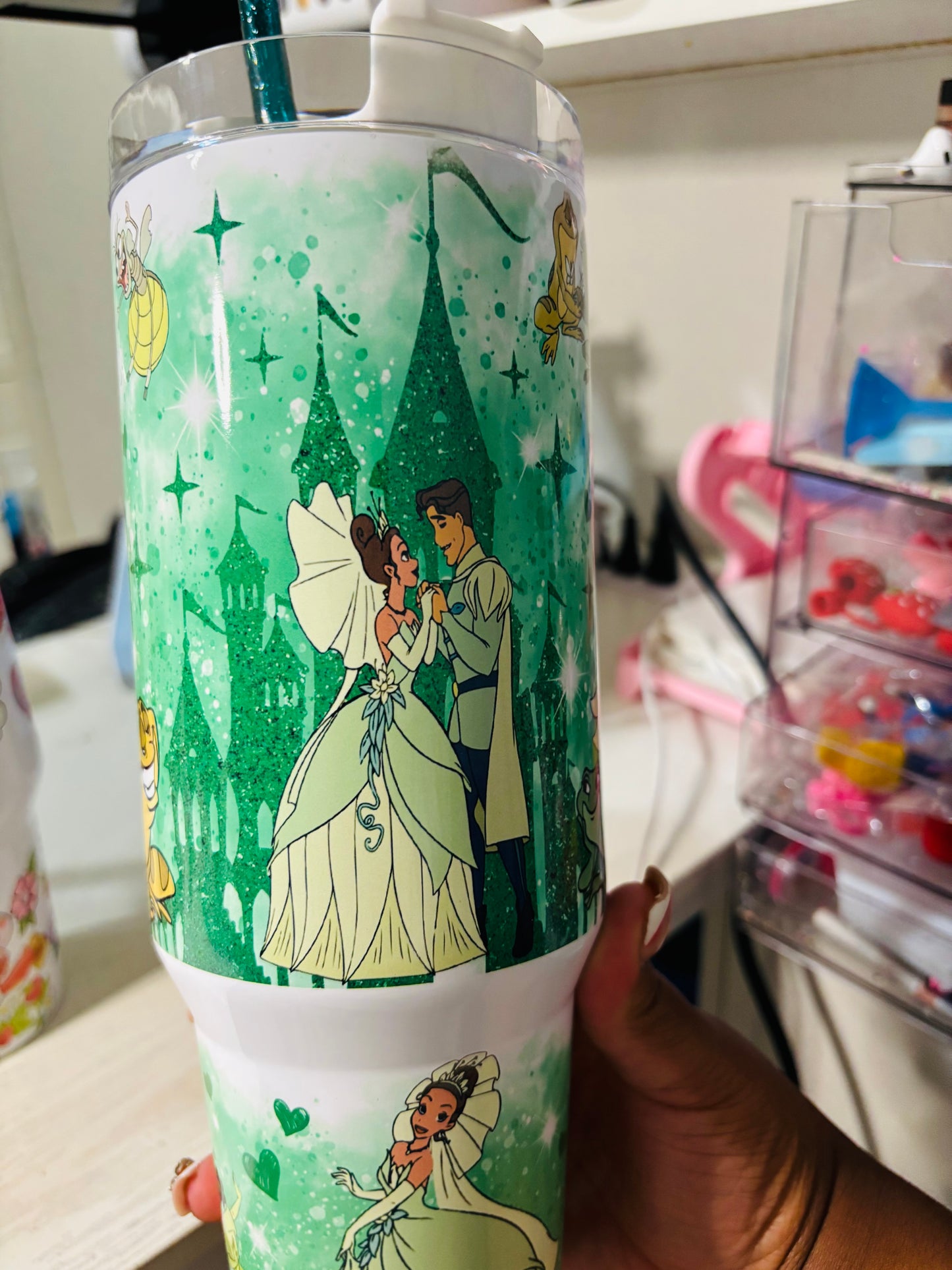 Princess tiana & prince 40oz tumbler