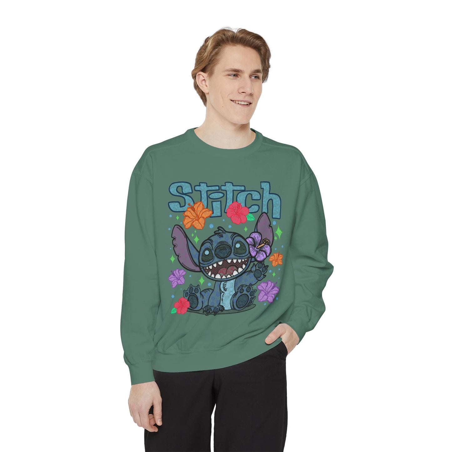 Stitch lace floral Graphic Sweatshirt