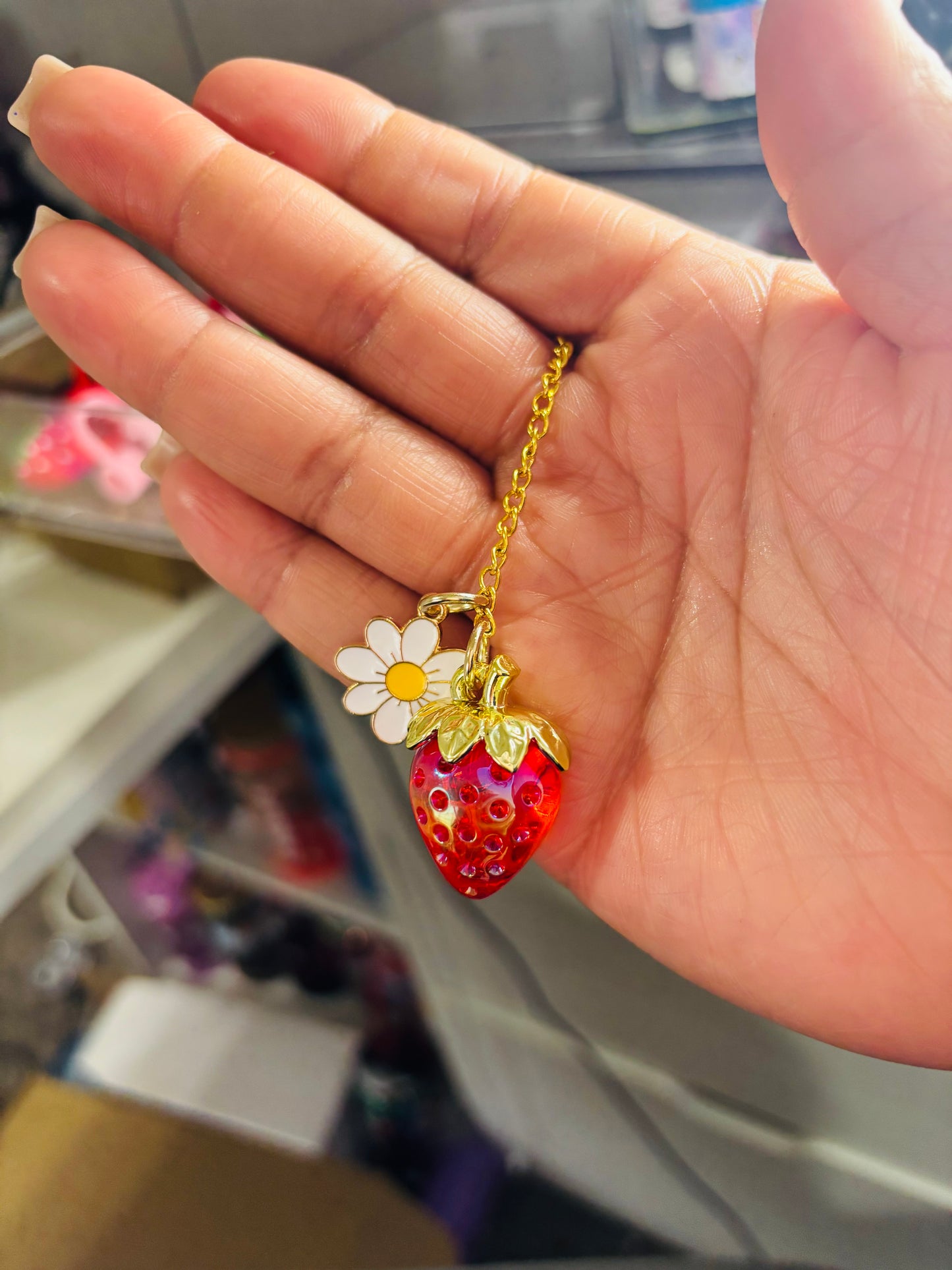 Strawberry and flower handle chains