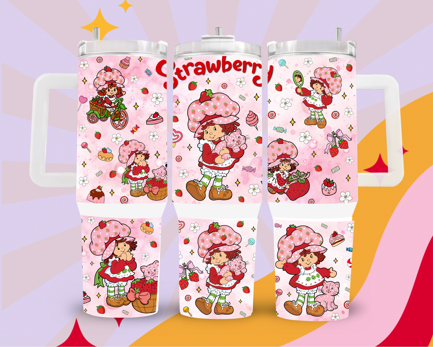 Pink strawberry w/ snacks 40oz tumbler