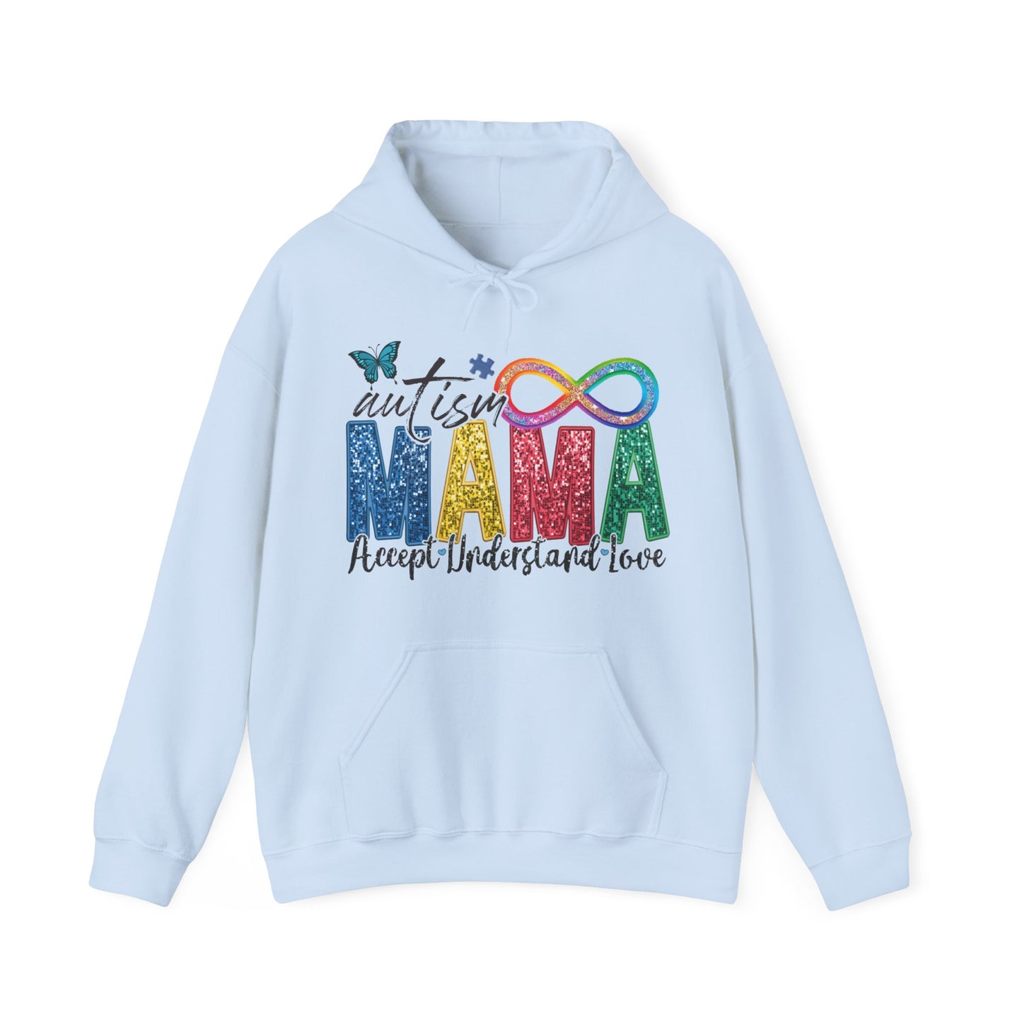 faux embroidery glitter autism mama Unisex Heavy Blend™ Hooded Sweatshirt