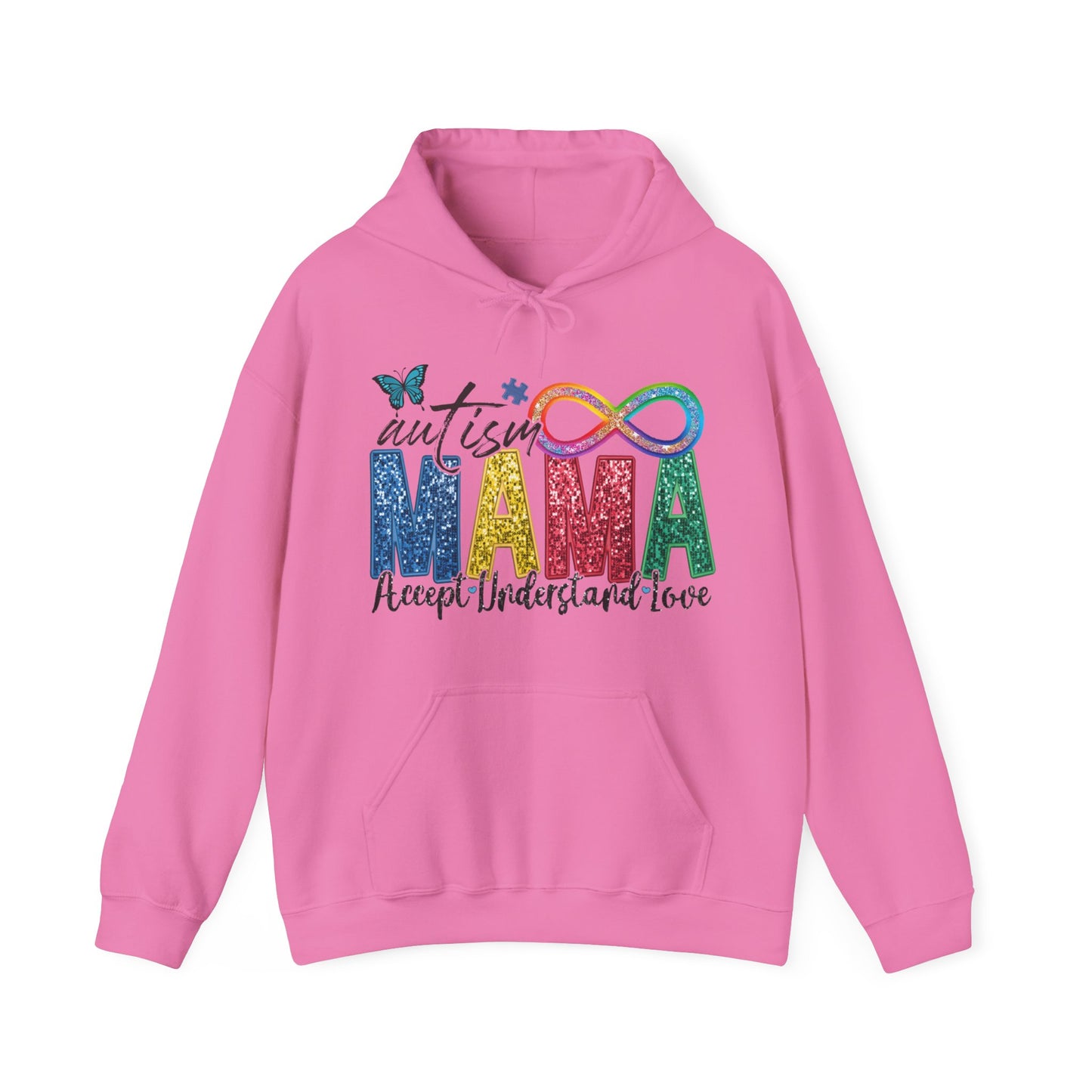 faux embroidery glitter autism mama Unisex Heavy Blend™ Hooded Sweatshirt