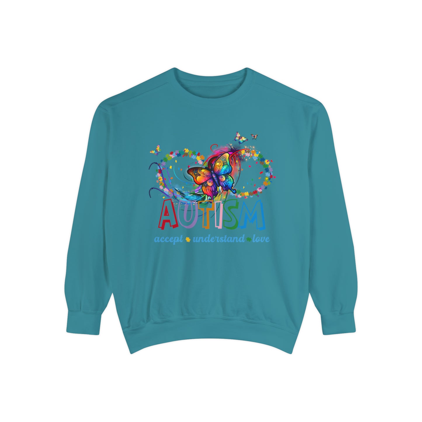 accept understand & love Unisex Garment-Dyed Sweatshirt