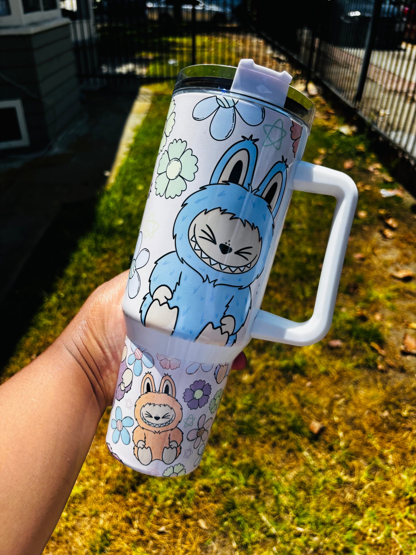 Flowers and labubu 40oz tumbler