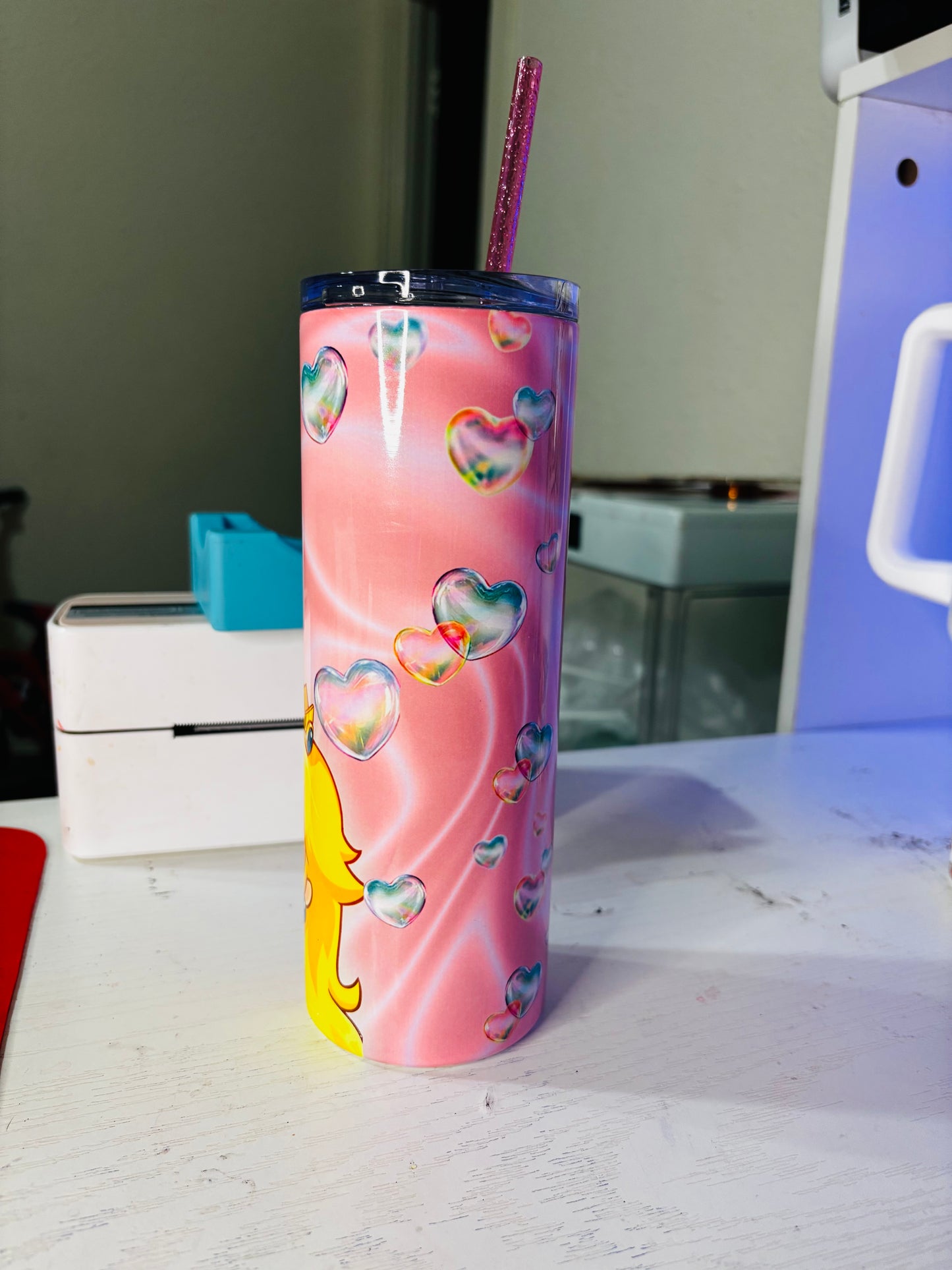 Peaches and hearts 20oz tumbler