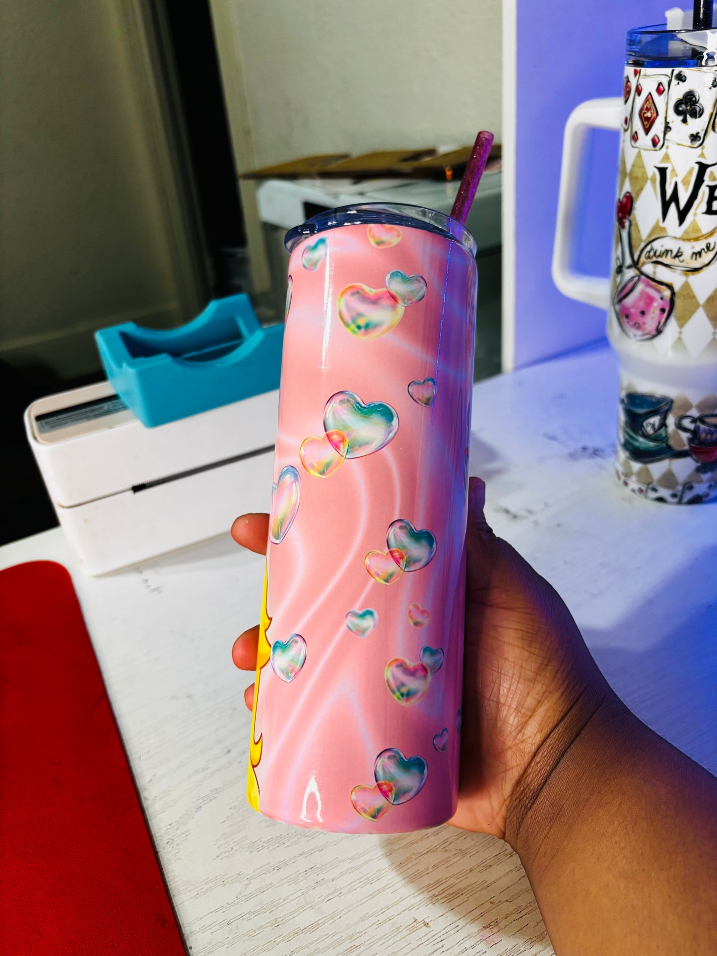 Peaches and hearts 20oz tumbler