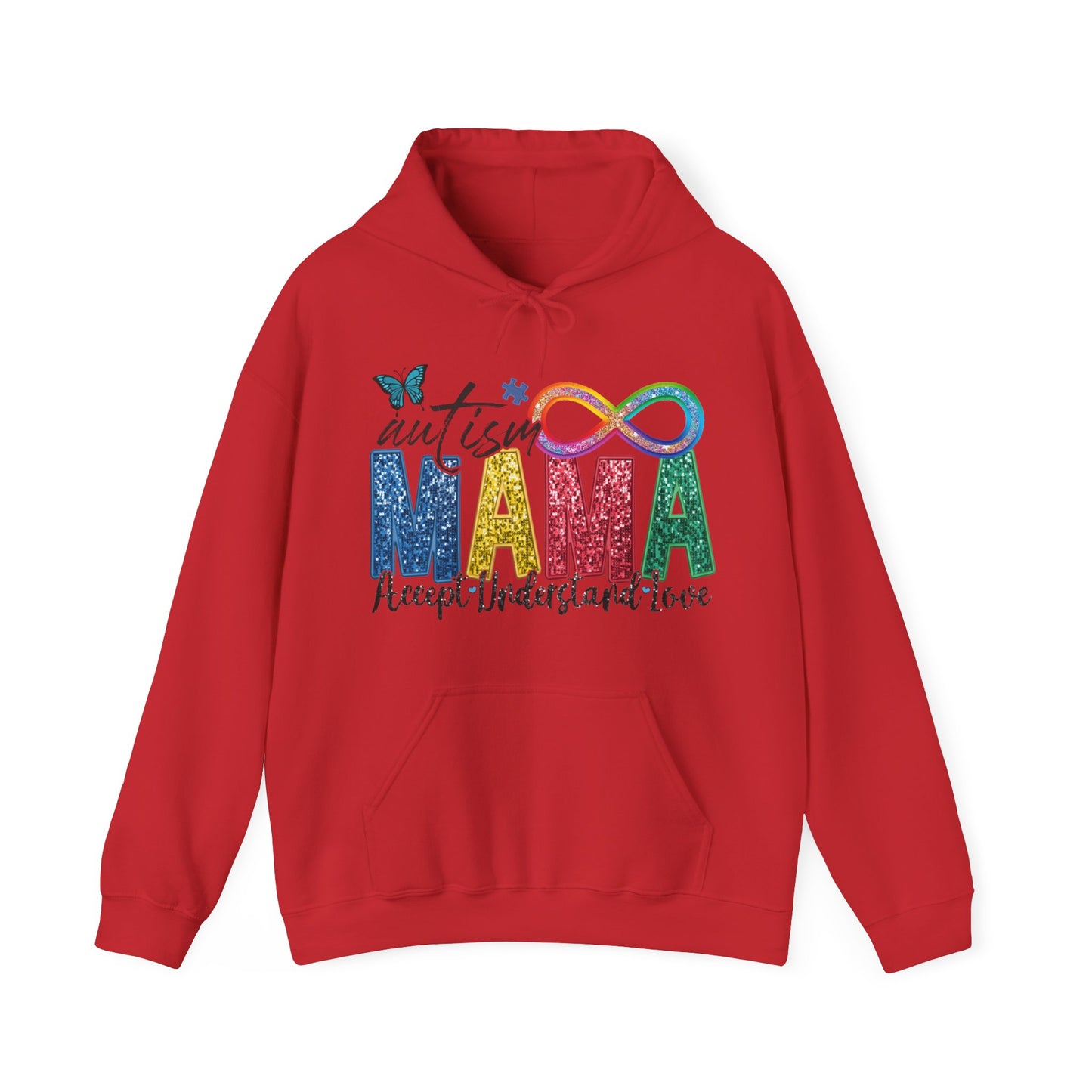 faux embroidery glitter autism mama Unisex Heavy Blend™ Hooded Sweatshirt