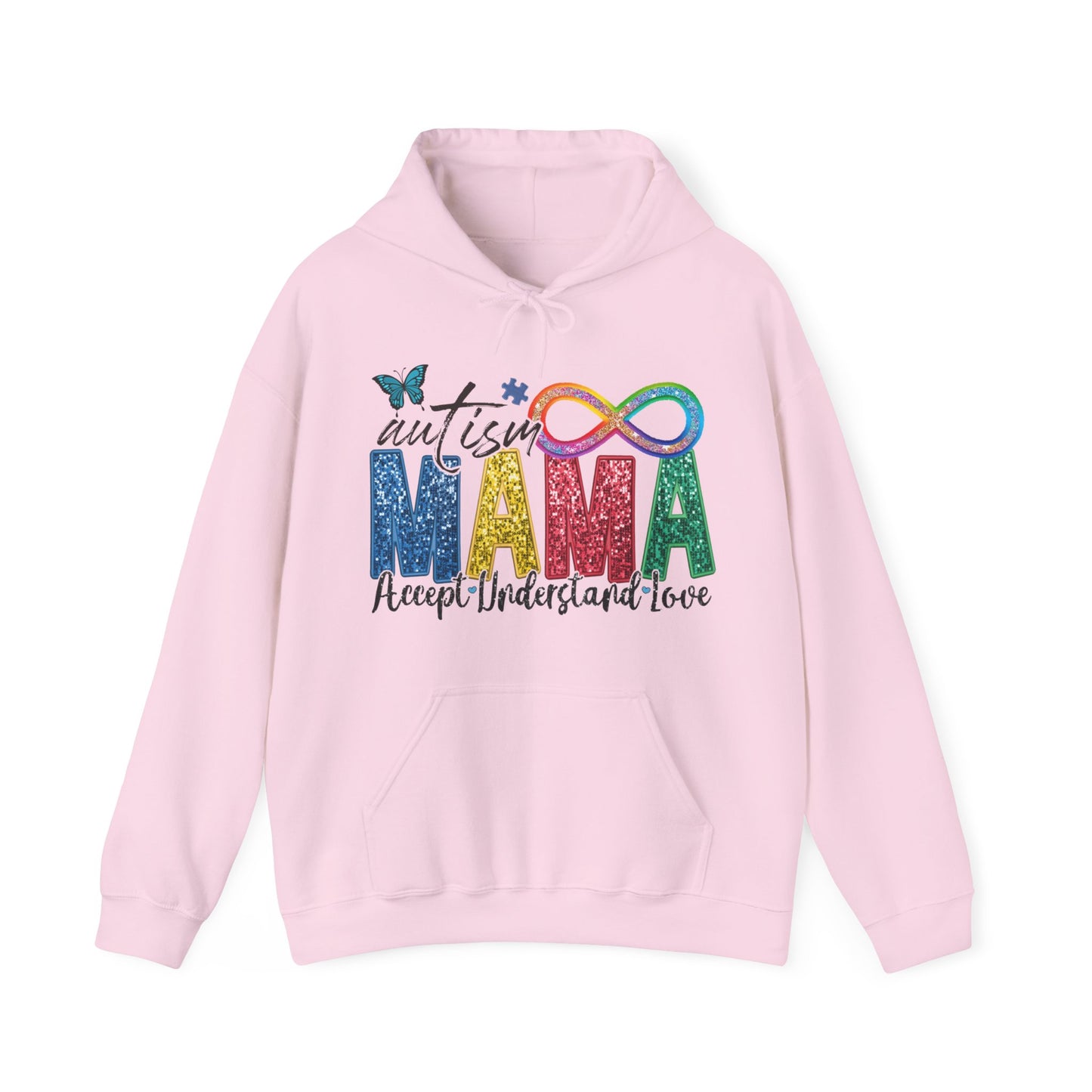 faux embroidery glitter autism mama Unisex Heavy Blend™ Hooded Sweatshirt