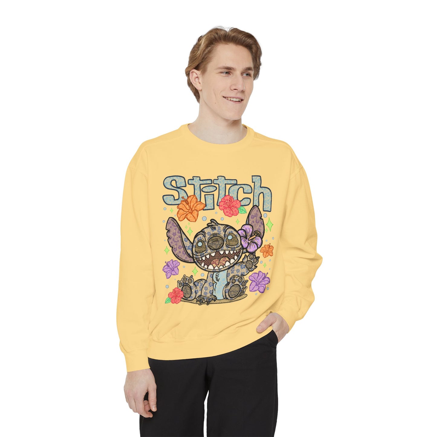 Stitch lace floral Graphic Sweatshirt