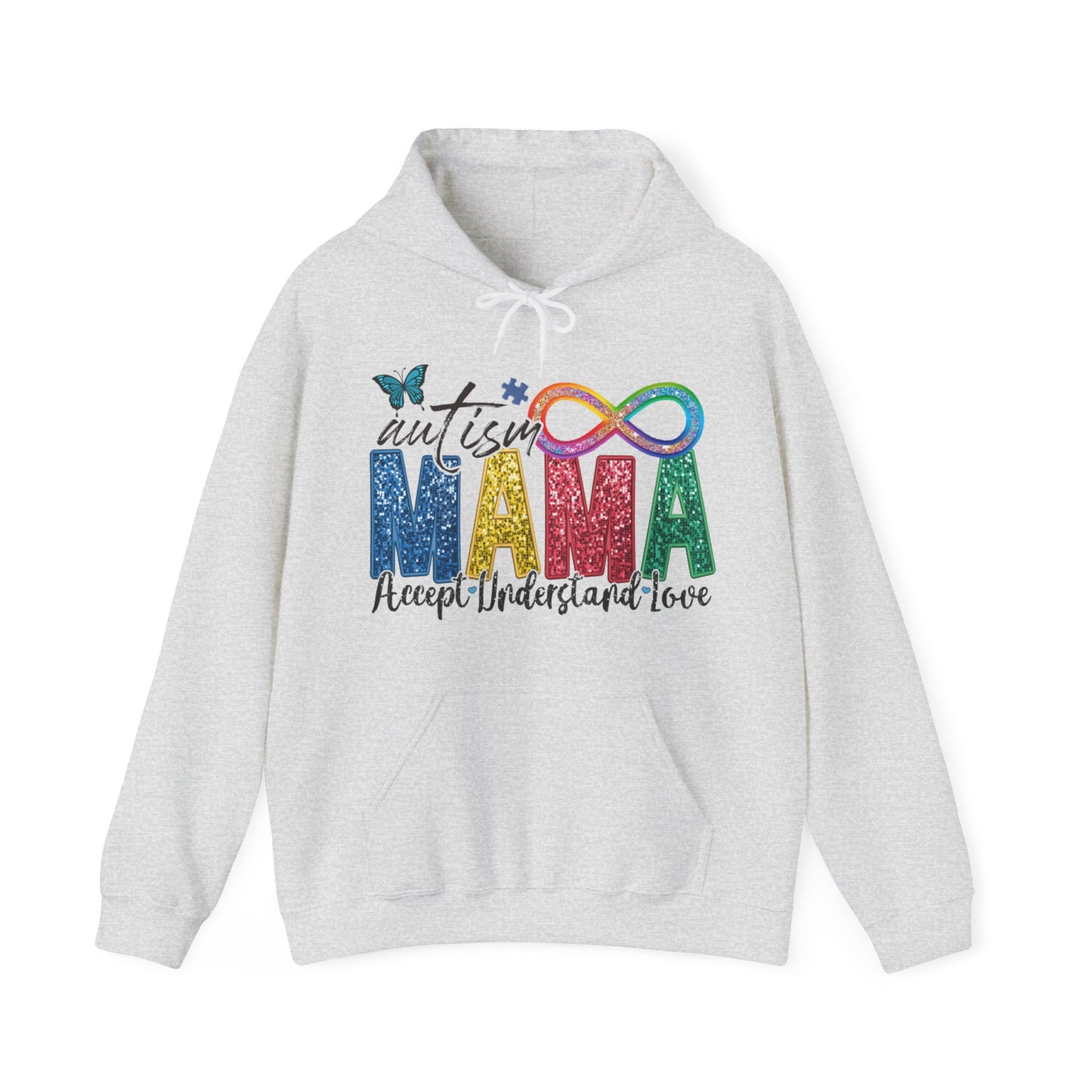 faux embroidery glitter autism mama Unisex Heavy Blend™ Hooded Sweatshirt