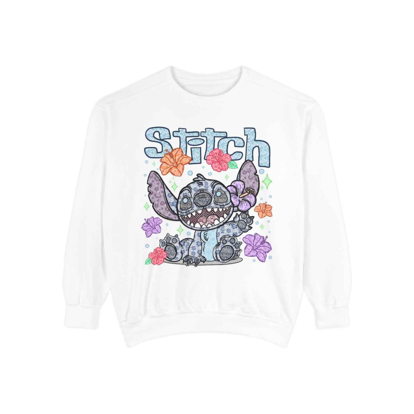 Stitch lace floral Graphic Sweatshirt